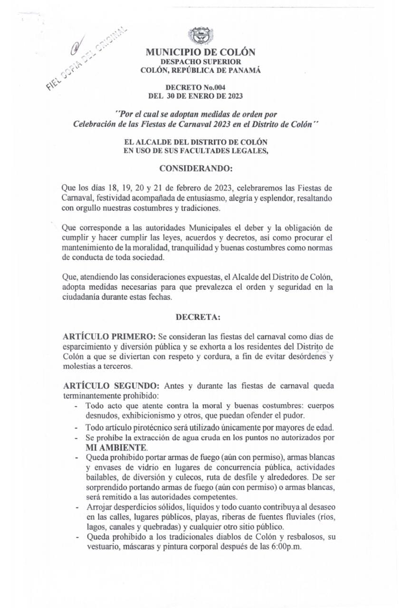 Decreto No. 004 página 1