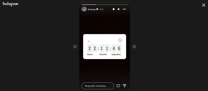 Historia de Instagram de Bizarrap. Historia de Instagram de Bizarrap.