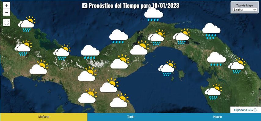Gráfica del pronóstico del tiempo durante la mañana