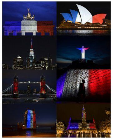 Monumentos iluminados con colores de Francia