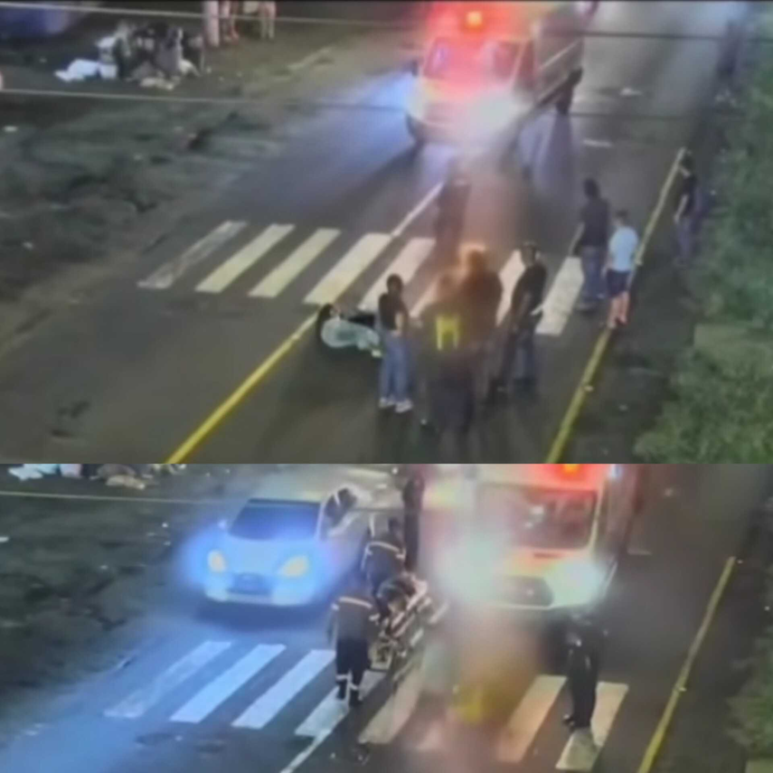 Accidente y Fuga. Personal del 911 atendiendo al sujeto atropellado.