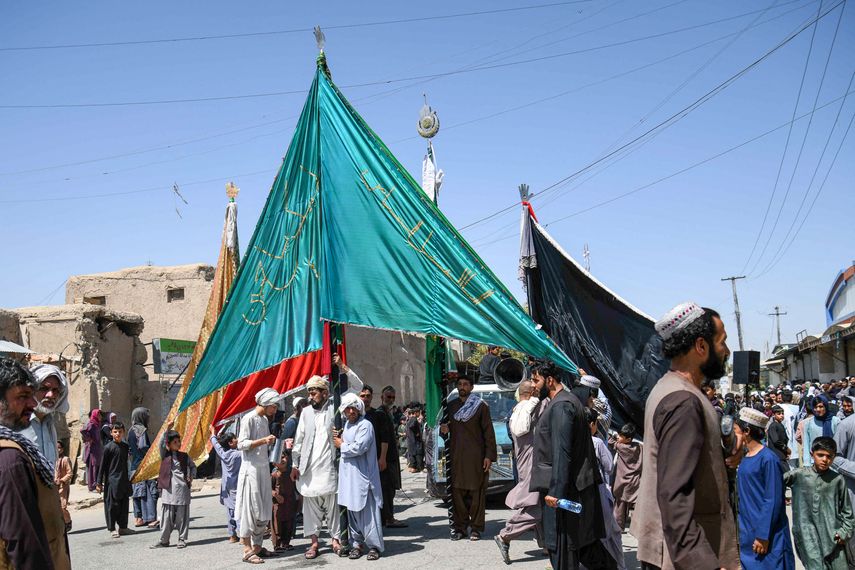 Musulmanes chiítas participan en una procesión.