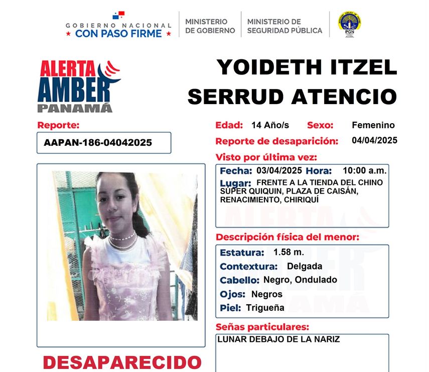 Alerta Amber -&nbsp; Yoideth Serrud&nbsp;