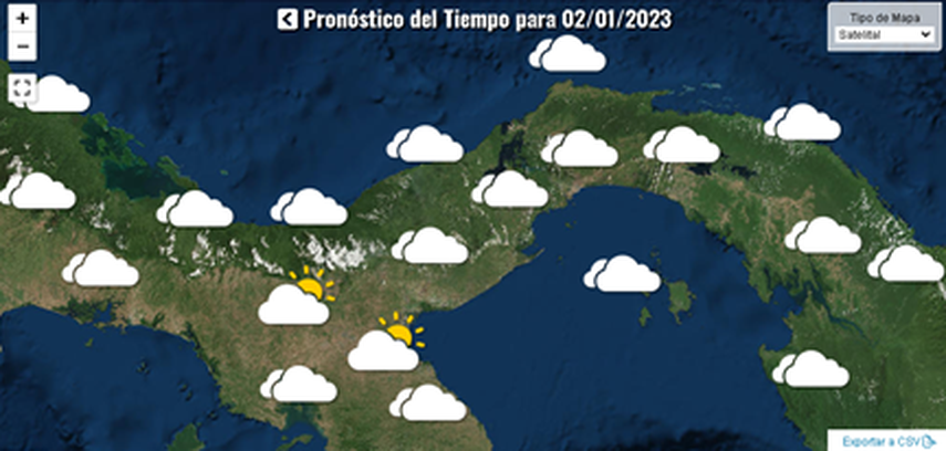 Gráfica del clima para el lunes 2 de enero del 2023.