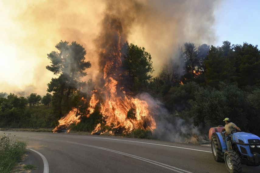 Al menos otros seis grandes incendios forestales ardían el domingo en todo el país.
