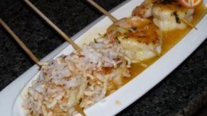 Langostinos en salsa de Maracuyá y arroz