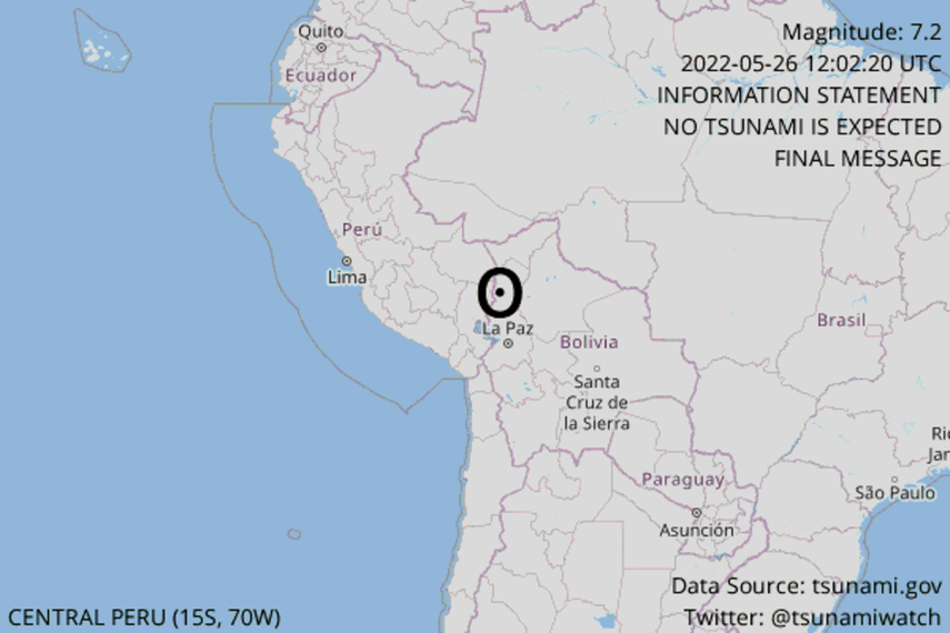 El sismo se registró en  Tirapata