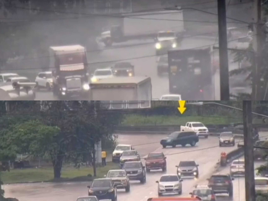 Imágenes del momento cuando los vehículos quedan de lado en la vía Centenario