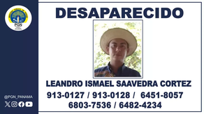 Leandro Saavedra Cortez se encuentra desaparecido, las autoridades le solicita a la ciudadanía cooperación para dar con el paradero del joven.