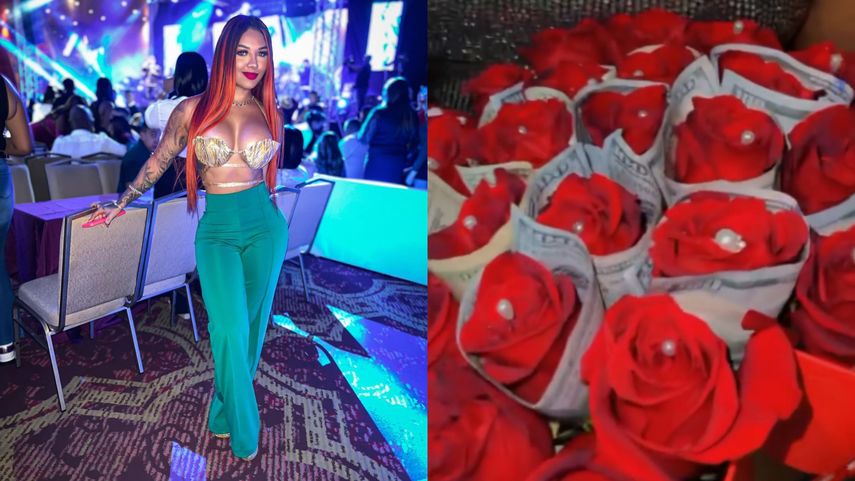 Anyuri sorprende a su madre con arreglo de rosas forradas en dólares