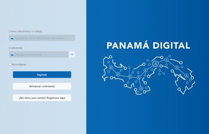 Registro en el portal de Panamá Digital