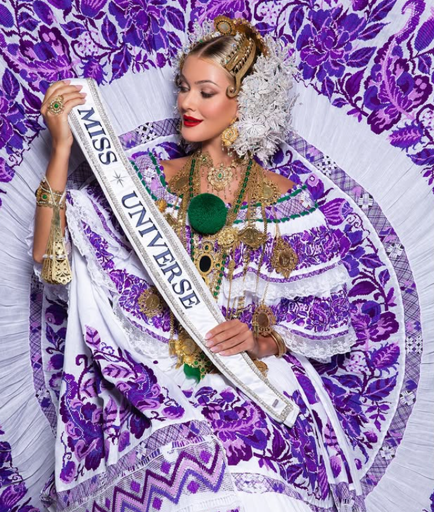 Miss Universo 2024, Victoria Kjaer, vestida con la pollera. Miss Universo 2024, Victoria Kjaer, vestida con la pollera.