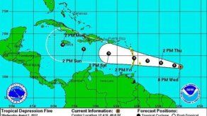 La quinta depresión tropical sigue en ruta hacia las Antillas