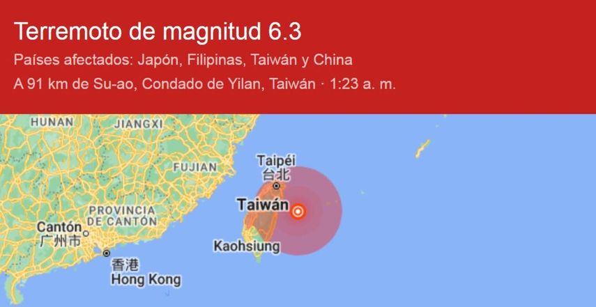 Sismo en Taiwán.
