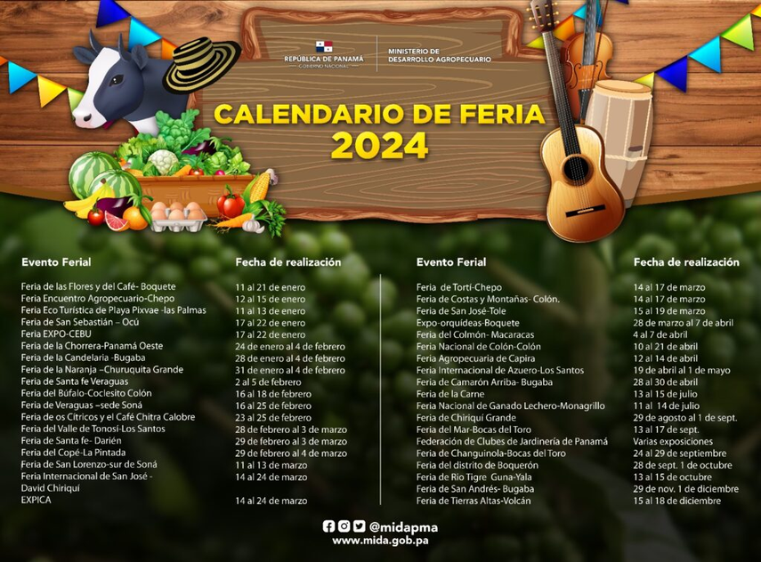 Calendario de ferias en Panamá durante el 2024