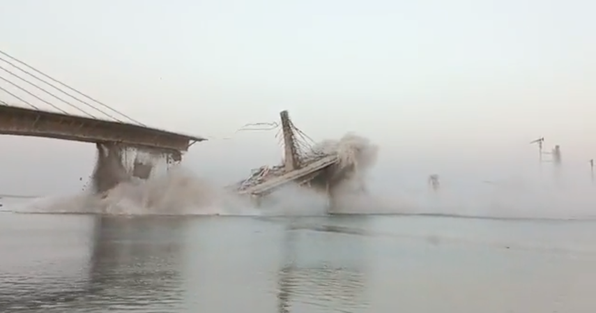 Video capta impresionante momento de colapso de puente en construcción