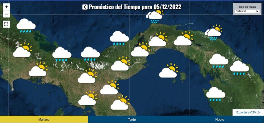 Gráfica del pronóstico del tiempo durante la mañana de hoy, lunes 5 de diciembre del 2022
