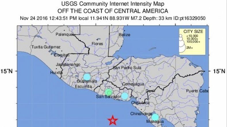 Sismo sacude costas del Pacífico en Centroamérica