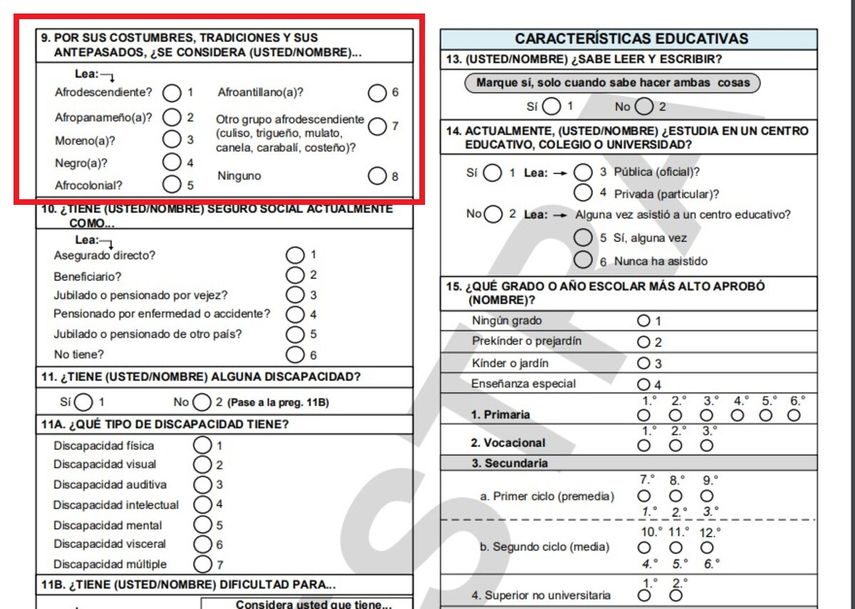El INEC indica que la pregunta 9 del cuestionario censal
