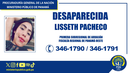 Investigan desaparición de la joven de 21 años, Lisseth Pacheco. Investigan desaparición de la joven de 21 años, Lisseth Pacheco.