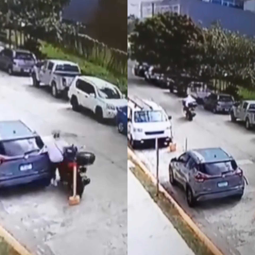 Motorizado colisiona un auto estacionado y se da a la fuga