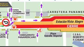 Infografía por el Metro de Panamá sobre el cierre en la carretera Panamericana