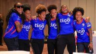 Jugadoras de la selección femenina de Panamá durante su recepción. Jugadoras de la selección femenina de Panamá durante su recepción.