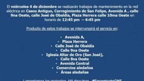 Servicio eléctrico se afectará en áreas de San Felipe este miércoles