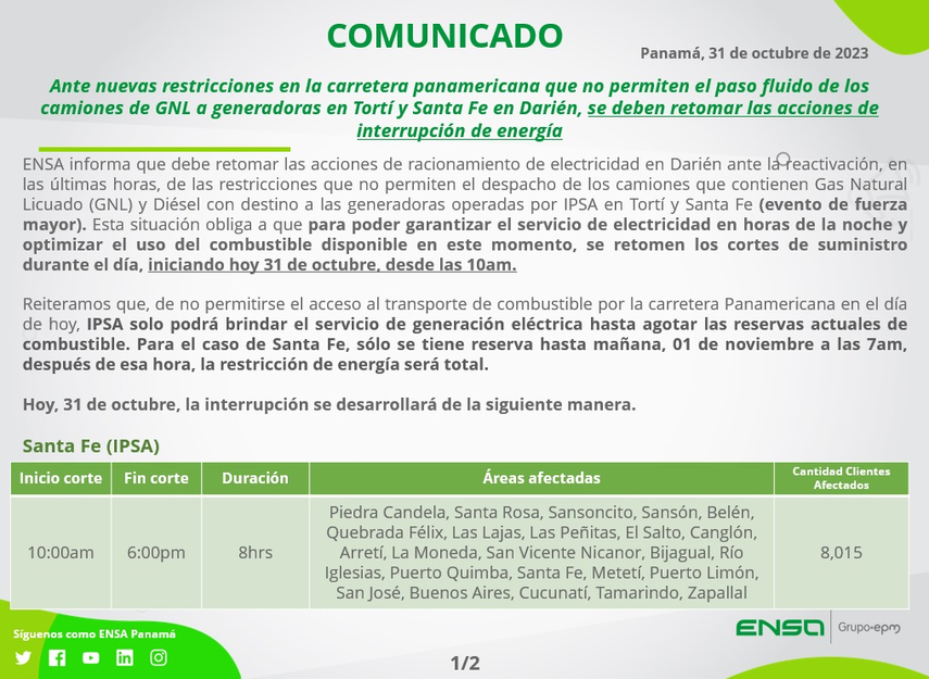 ENSA advierte que algunas empresas generadoras que suspenderán su producción ENSA advierte que algunas empresas generadoras que suspenderán su producción