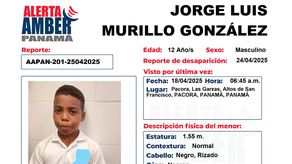 El Ministerio Público emitió una alerta AMBER del menor Jorge Luis Murillo González.