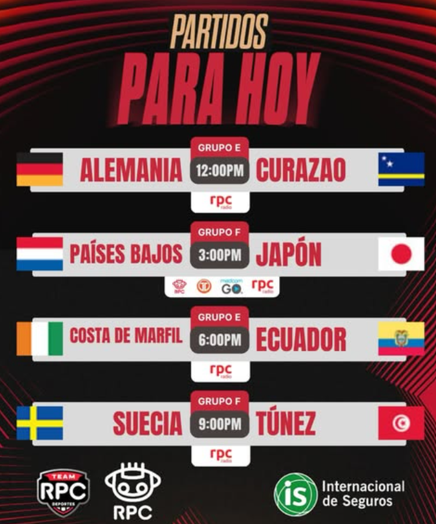 Partidos para el domingo 14 de junio. Partidos para el domingo 14 de junio.