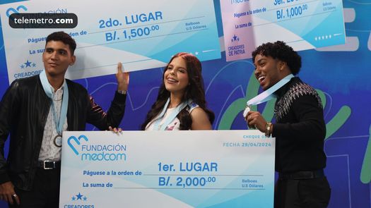 Adrián Contreras, Ennie Brandao y Abdul Gaviria, ganadores de Creadores de Patria 2024.