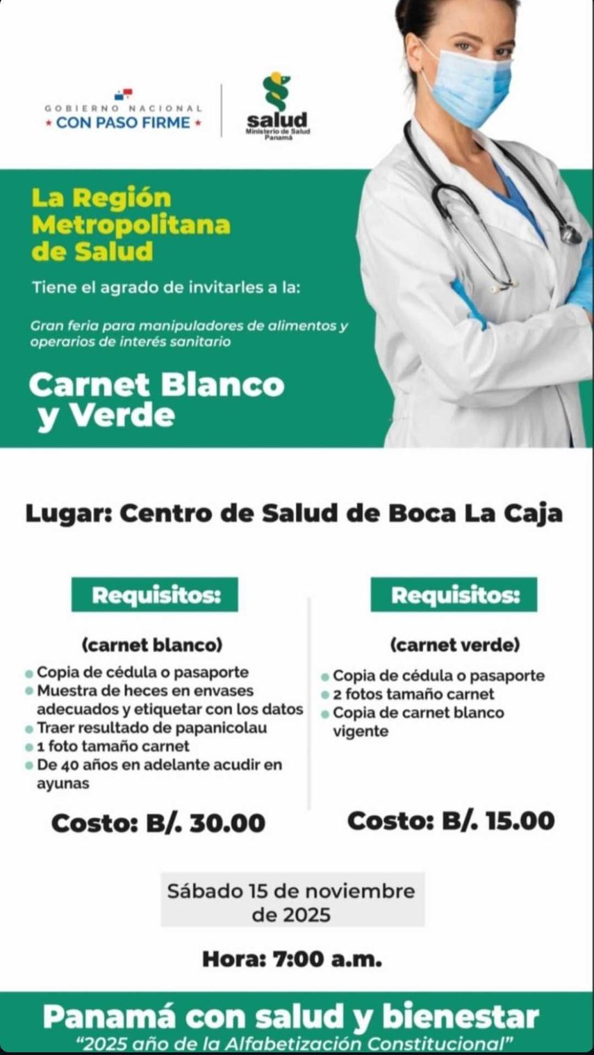 Feria de carnet blanco y verde del MINSA. Feria de carnet blanco y verde del MINSA.