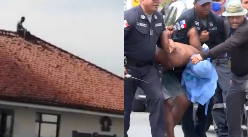 Habitante de calle se refugió en un techo mientras escapaba de la policía municipal.