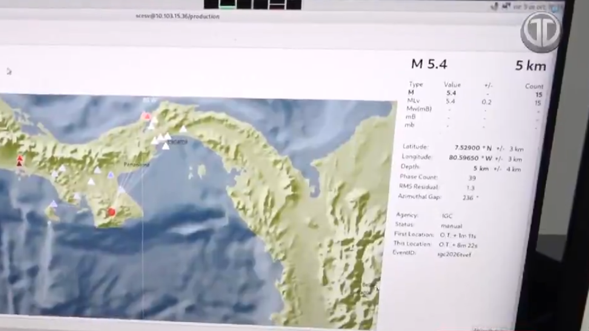 Sismo registrado en Panamá Sismo registrado en Panamá