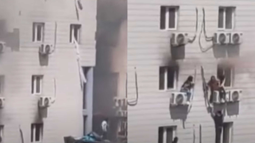 Incendio en hospital de China dejó 29 muertos. Pacientes tratando de salir de las instalaciones por las ventanas