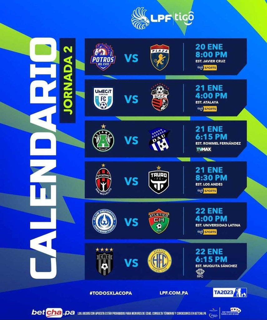 Calendario de la jornada 2.