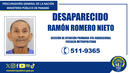 Ministerio Público solicita apoyo para localizar a Ramón Romero Nieto. Ministerio Público solicita apoyo para localizar a Ramón Romero Nieto.