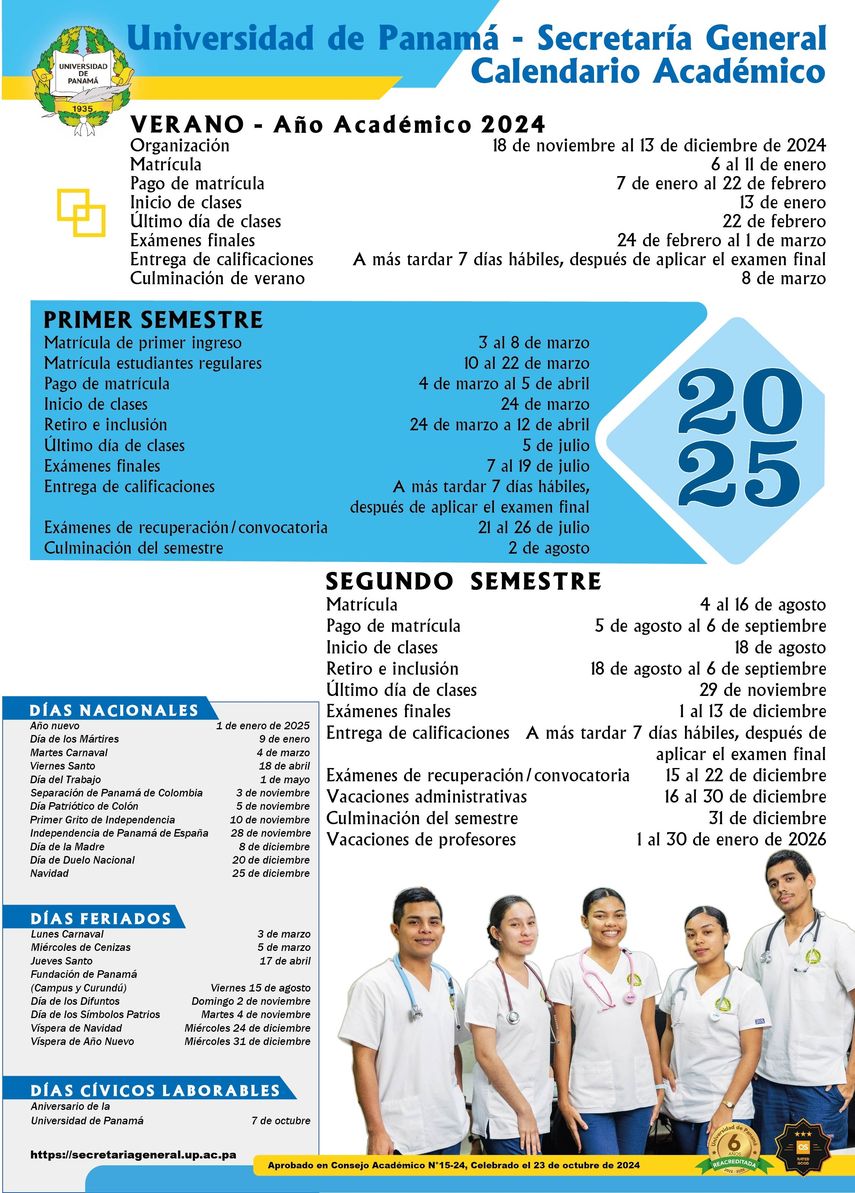 Calendario Académico 2025 de la Universidad de Panamá. Calendario Académico 2025 de la Universidad de Panamá.