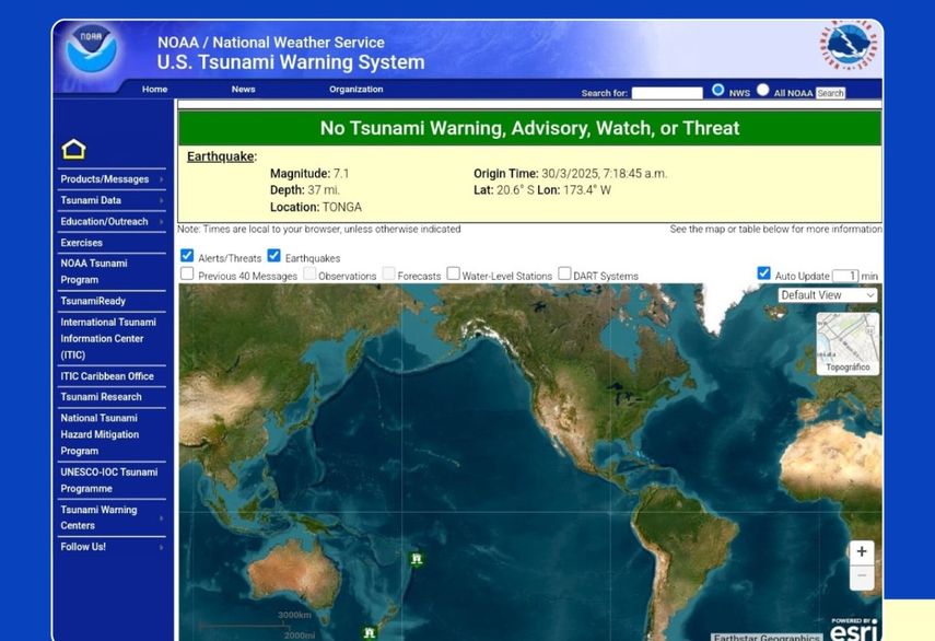 SINAPROC aclara que no hay alerta de tsunami en el territorio nacional