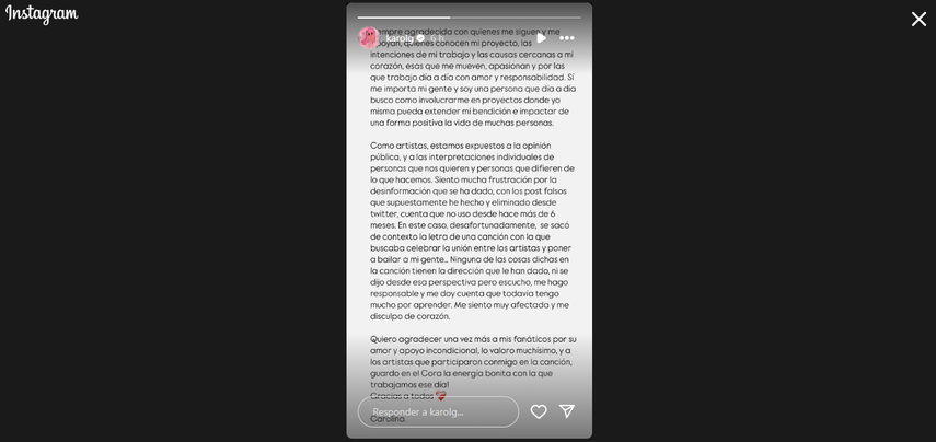 Comunicado de Karol G Comunicado de Karol G