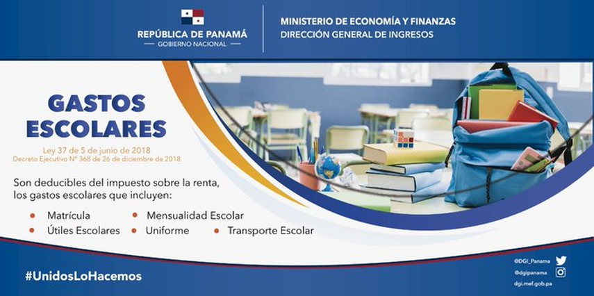 Anuncio de la DGI para los contribuyentes que quieran recibir la devolución de impuestos por gastos escolares