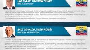 Ecuador designa nuevos ministros de Interior y Defensa