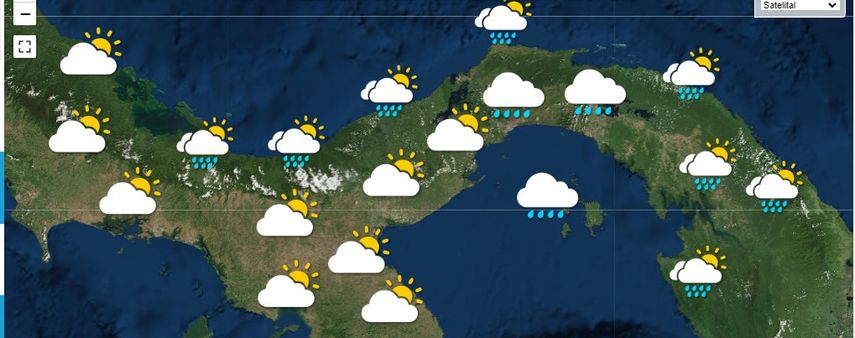 Gráfica del pronóstico del tiempo en Panamá durante la tarde de hoy