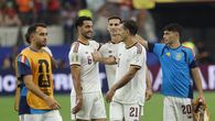 Jugadores de España tras ganar ante Portugal. Jugadores de España tras ganar ante Portugal.