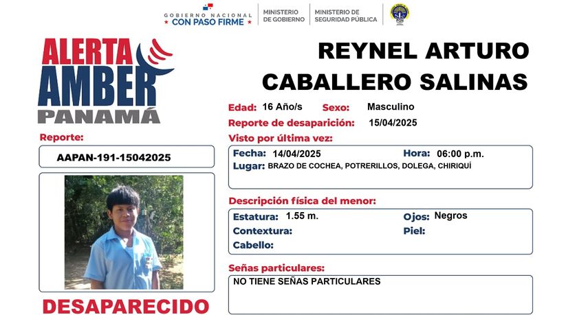 Alerta Amber - Reynel Arturo Caballero Salinas