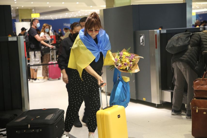 Primera refugiada ucraniana debido a la guerra en aquel país en su llegada a Panamá.