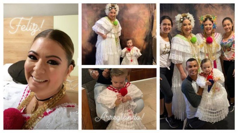 Delyanne Arjona muestra con orgullo la pollera panameña