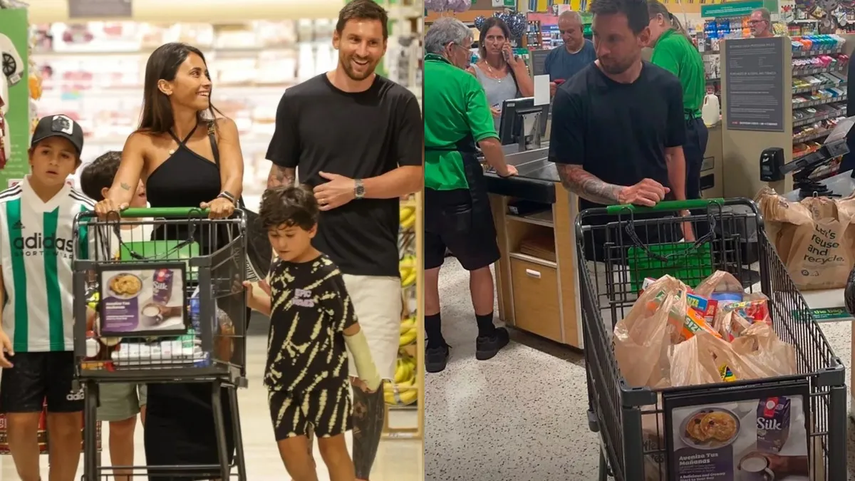 Messi y su familia en un supermercado antes de su presentación con el Inter Miami