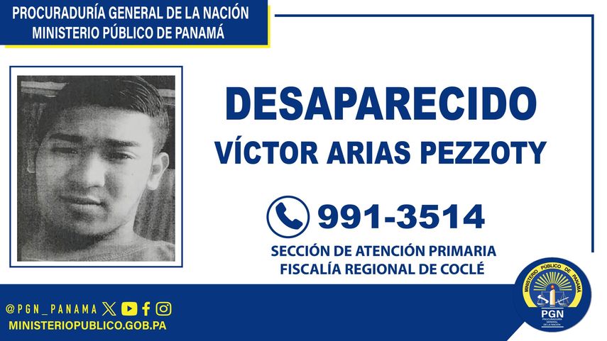 Fiscalía de Coclé pide colaboración para encontrar a una persona desaparecida